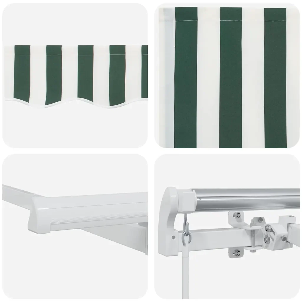 vidaXL Tenda Retrattile Verde e Bianco 250 x 200 cm - Image 8