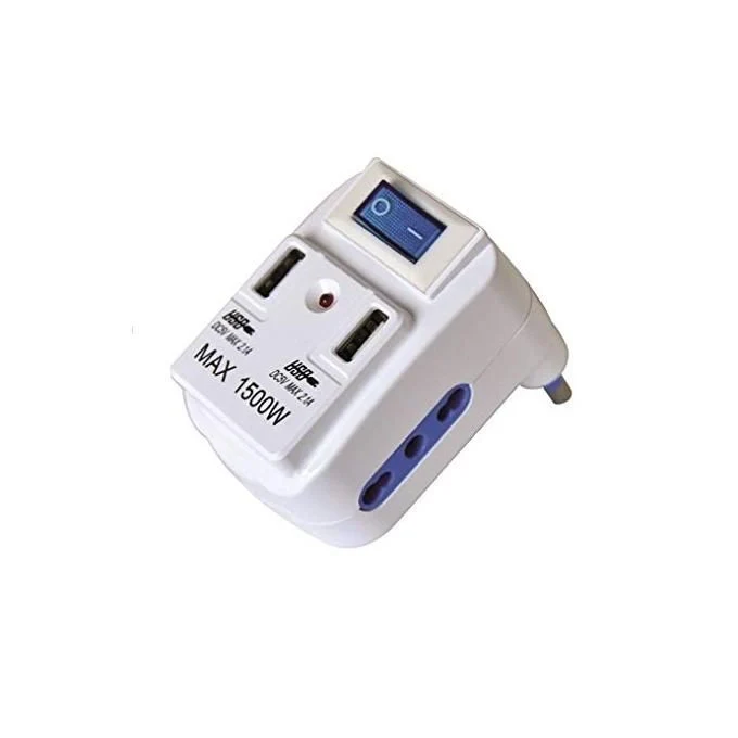 Vigor-Blinky Adattatori con Interruttore Doppio 10 16a +2Usb Spina 16A - Image 2