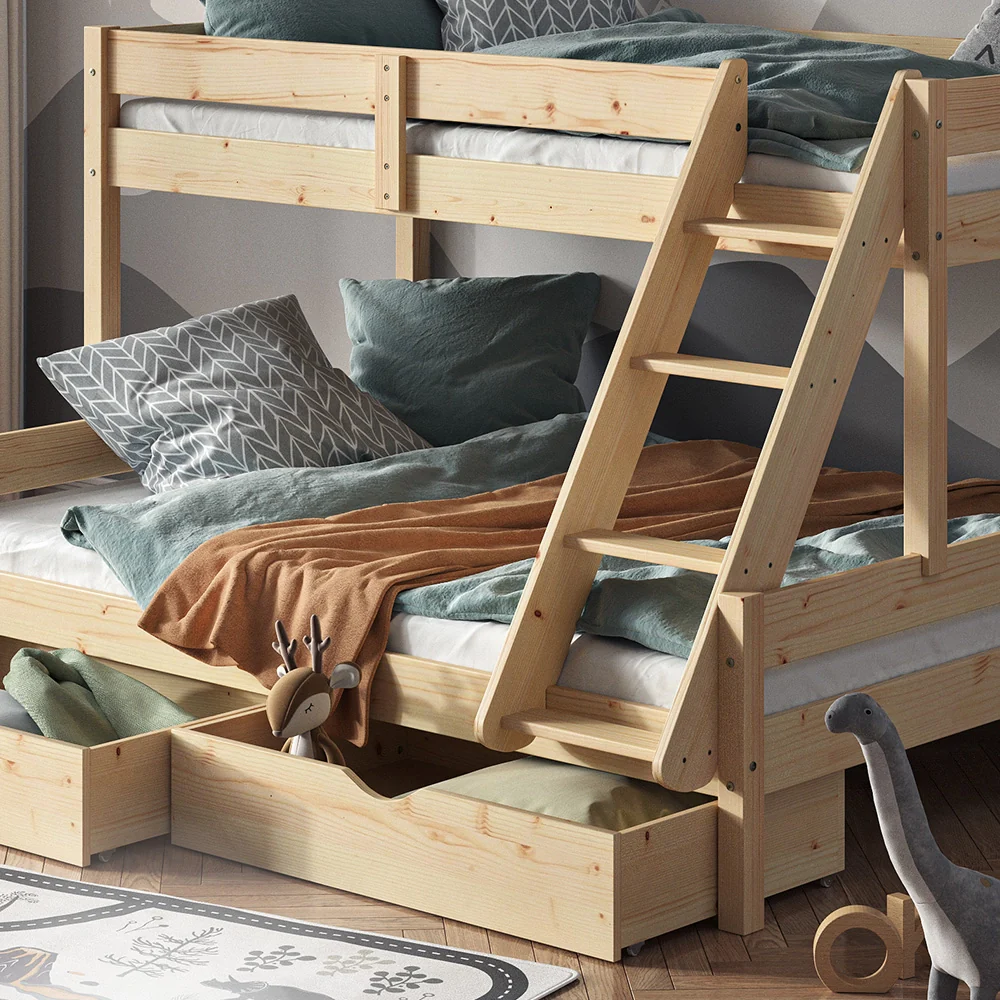 Letto a castello Everest Legno 140x200 / 90x200 cm con 2 materassi e 2 cassetti Vitalispa - Image 5