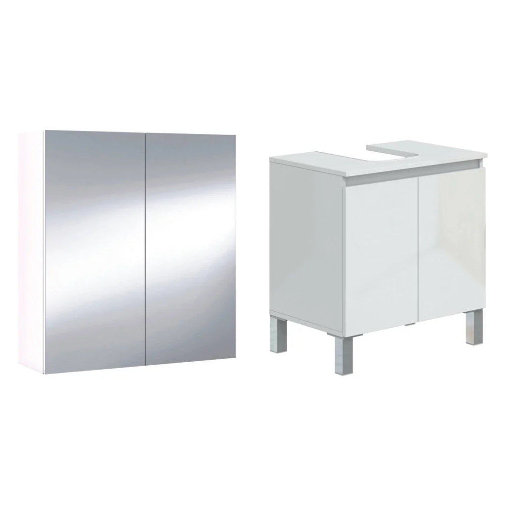 Vobbia, set Mobili Bagno Specchio Incluso, Bianco Lucido - Image 4