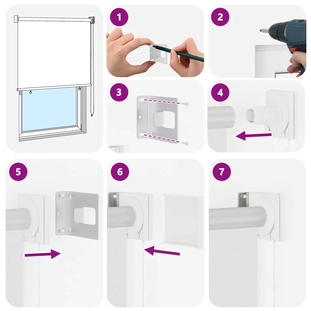 Tenda da sole a rullo con protezione UV Bianco Poliestere 42041244 - Image 9