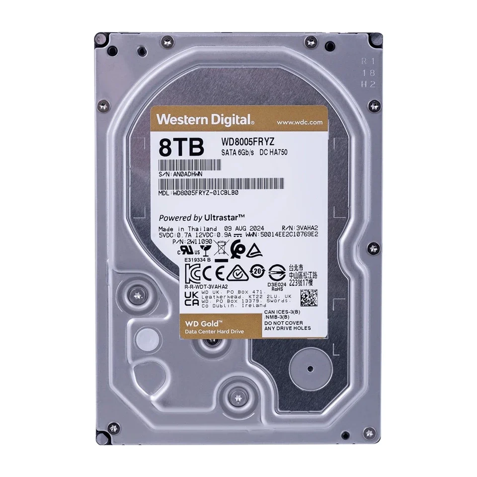 Western Digital Gold WD8005FRYZ hard disk interno da 3,5" 8 TB Serial ATA III