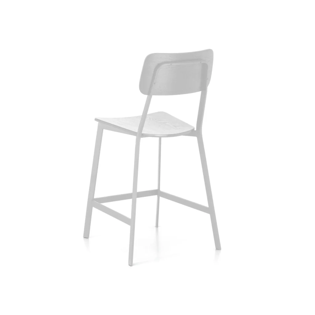 Woody - Sgabello in legno bianco - Set da 2 pz - Image 2