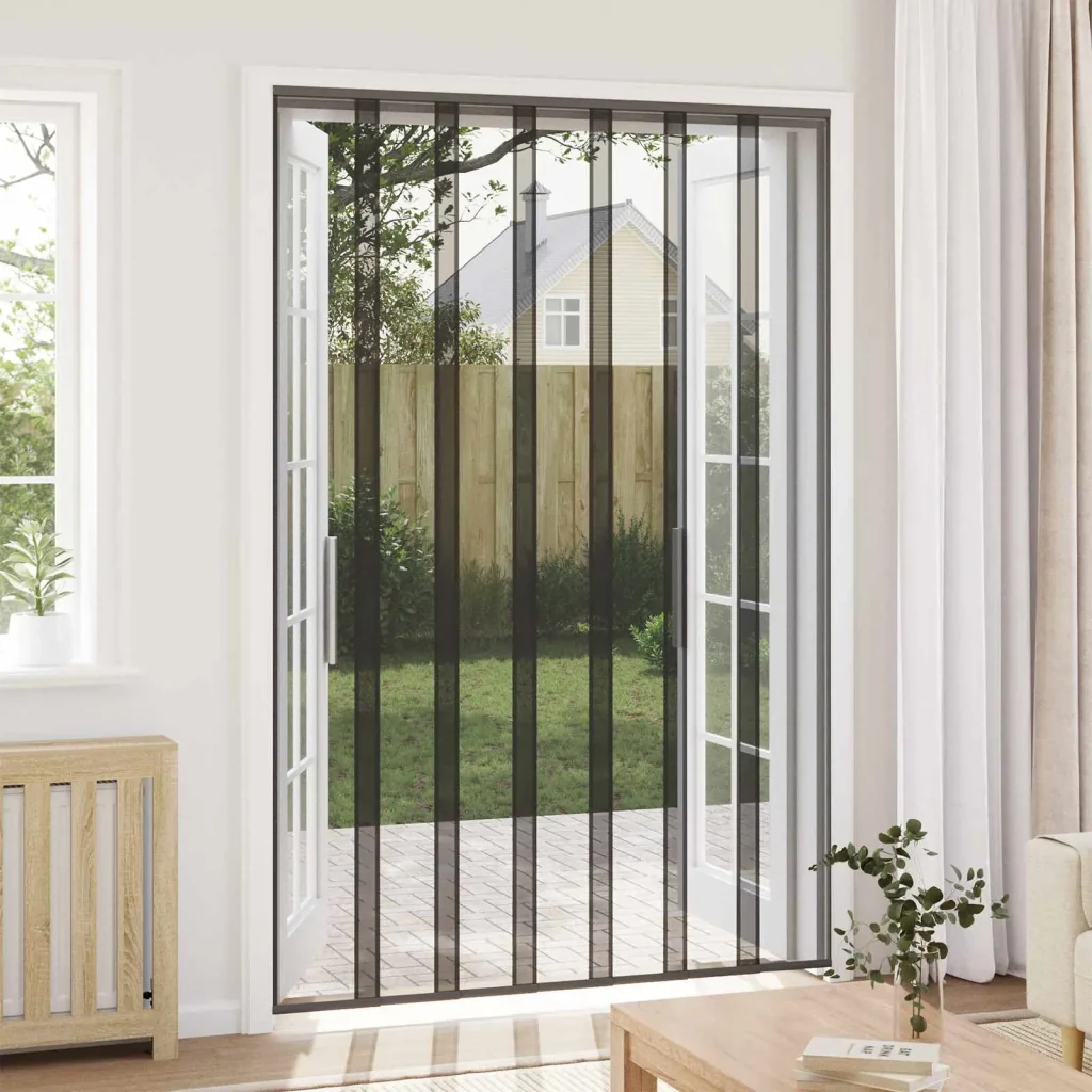 Zanzariera per porta con tenda in rete Nero 160 x 240 cm 42037253