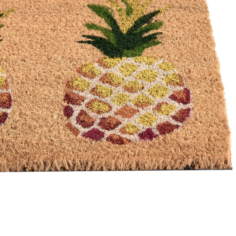 Zerbino di benvenuto in fibra di cocco antiscivolo 40 x 60 cm con retro in PVC motivo a forma di ananas colore naturale - Image 2
